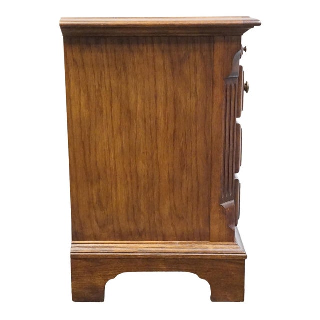 Stanley Furniture Solid Oak Rustic Early American 27" Three Drawer Nightstand 3413-80 For Sale - Image 14 of 15