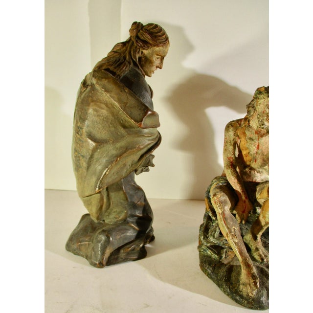 18th Century Antique German Church Wood Carved Figures - Group of 3 For Sale In New York - Image 6 of 11