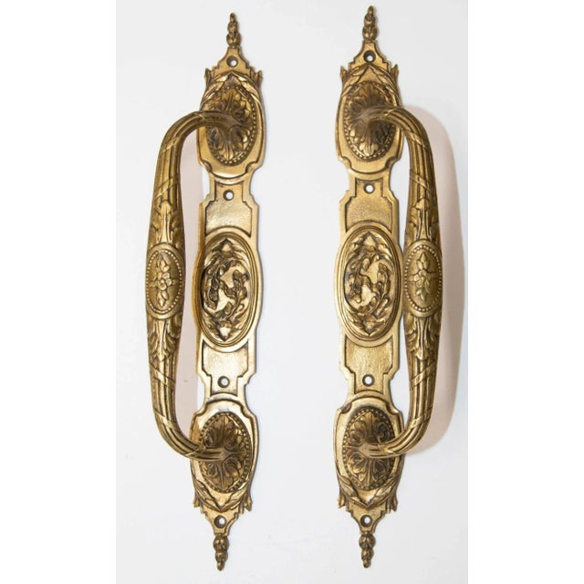 1900s Large Louis XVI Bronze Door Handles Set of 2 For Sale - Image 13 of 13