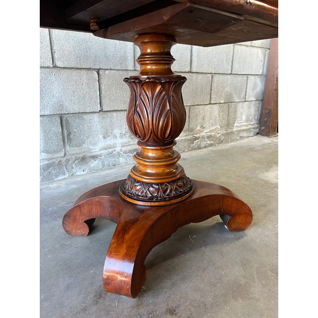 Wood 19th Century American Empire Figured Mahogany Folding Console Table / Game Table For Sale - Image 7 of 12