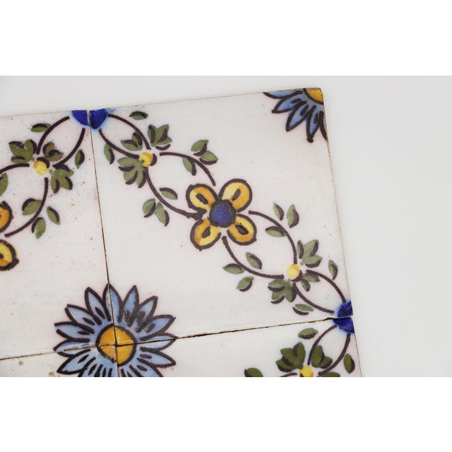 19th Century 19th Century Set of Four Floral Tiles, Portuguese Baroque For Sale - Image 5 of 9