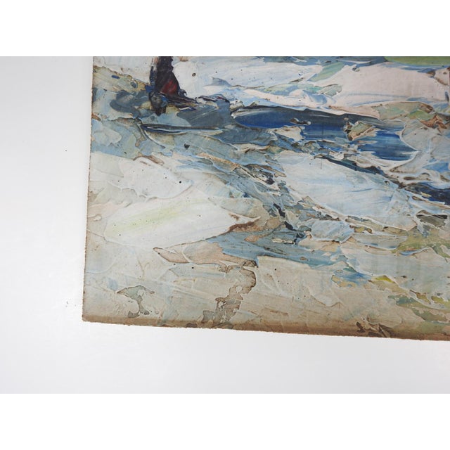 Rustic Mid 20th Century Impressionist Snowy Winter Landscape Painting For Sale - Image 3 of 7