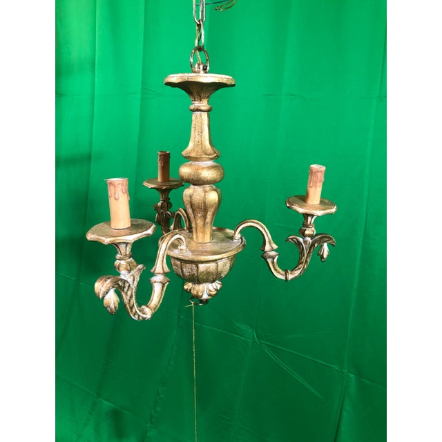 Vintage Hand Carved Italianate Three Light Chandelier For Sale - Image 9 of 9