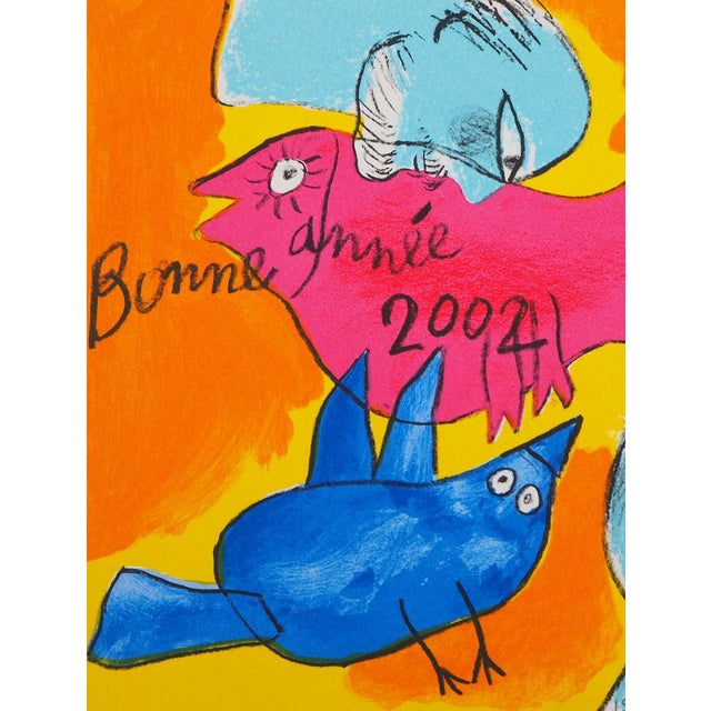 Guillaume Corneille, Couple with Birds, 2001, Original Lithograph For Sale - Image 7 of 7