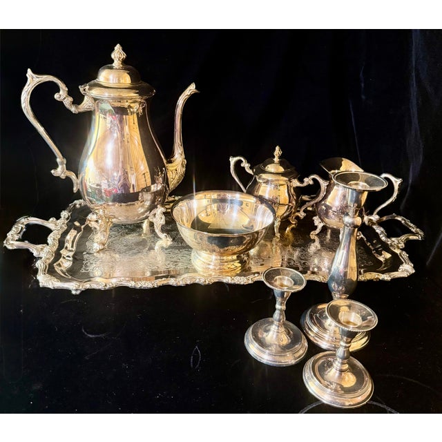 Vintage Silver-Plated on Copper Tea and Coffee Service Set For Sale - Image 11 of 11