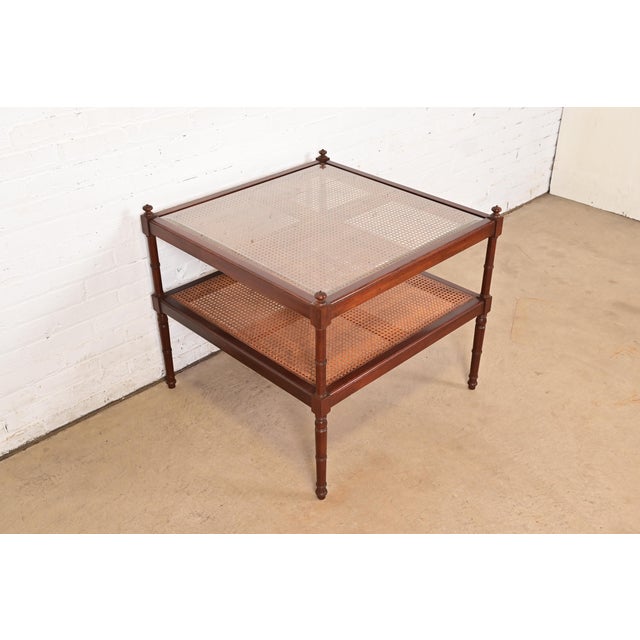 Baker Furniture Regency Mahogany and Cane Two-Tier Coffee Table For Sale - Image 10 of 10