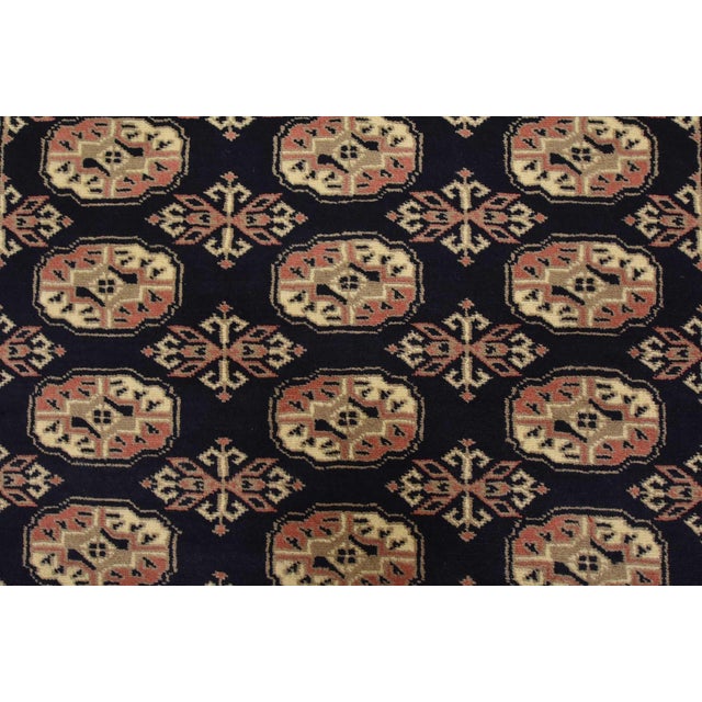 Blue Bokhara Rug 4’1” X 6′ Blue Wool Tribal Hand-Knotted Oriental Carpet For Sale - Image 8 of 12