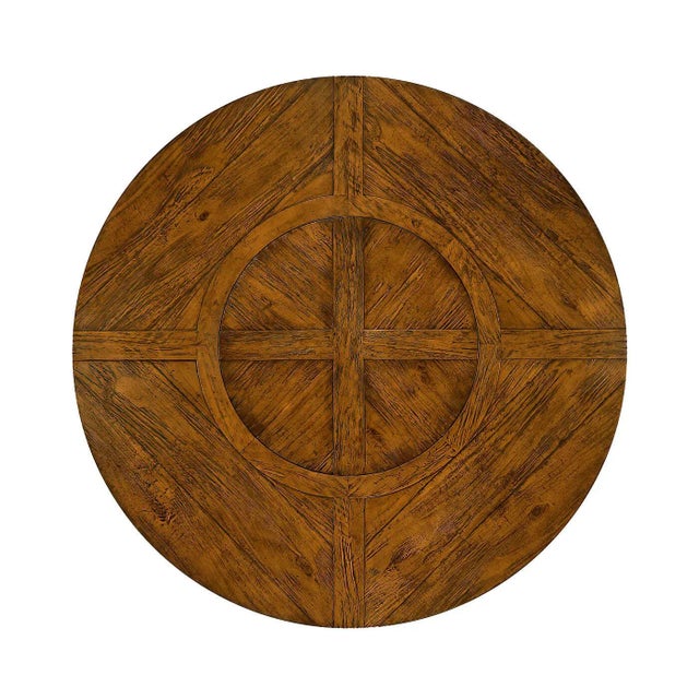 Rustic Round Walnut Dining Table For Sale - Image 4 of 6