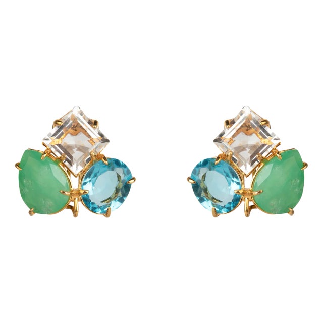 Eloise Studs Base Metal, Green, Clip On For Sale