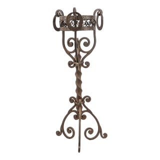 20th Century European Wrought Iron Standing Planter For Sale
