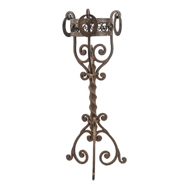 20th Century European Wrought Iron Standing Planter For Sale