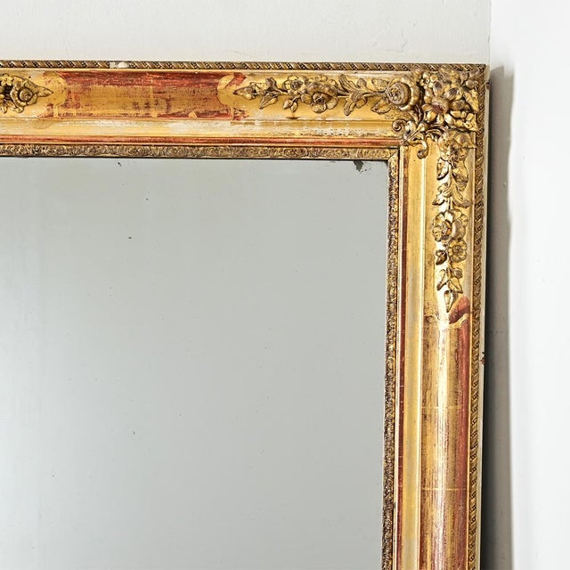 French 19th Century Empire Gold Gilt Mantel Mirror For Sale - Image 4 of 14