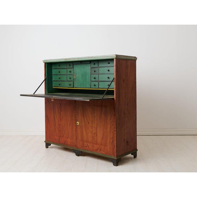 19th Century Antique Swedish Gustavian Secretary in Pine, 1850s For Sale - Image 5 of 14