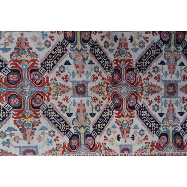 1950s Handmade Vintage Caucasian Zeyhur Rug 4.2' X 7.4' (130cm X 228cm) For Sale - Image 11 of 13