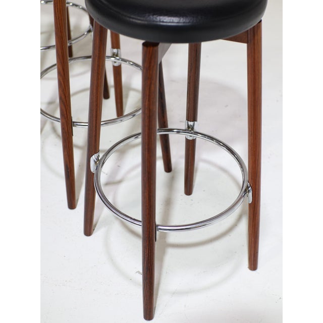 1960s Vintage Danish Barstools in Rosewood and Chrome by Hugo Frandsen for Spøttrup, 1960s, Set of 5 For Sale - Image 5 of 10