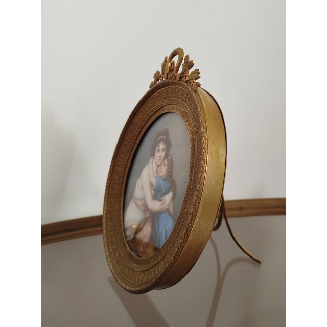 Antique Louis XVI French Miniature in Bronze After E. Vigee Lebrun for Belle Epoque, 1880 For Sale - Image 9 of 14