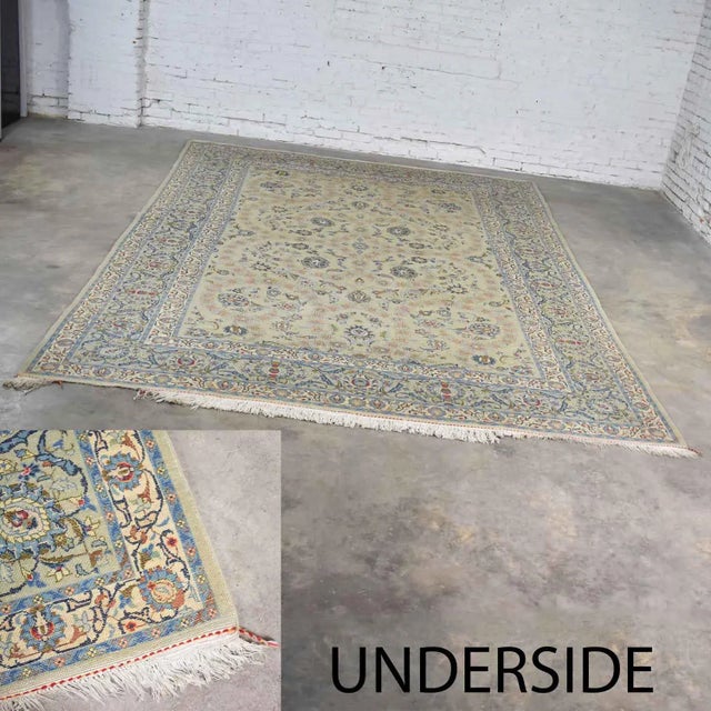 Handmade Persian Wool Tabriz Style Large Rug Light Teal Green Ground 12’3”x 8’9.5” For Sale - Image 12 of 13