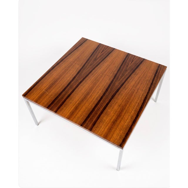 Mid-Century Modern Coffee Table with Floating Top in Walnut and Chrome-Plated Square Steel Frame, 1960s For Sale - Image 14 of 16