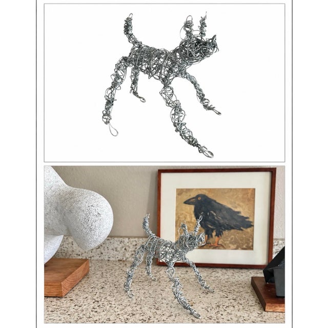 Hand-Made, One-of-a-Kind Wire Dog by Artist Christopher Shoemaker, 8.5” X 6” For Sale - Image 10 of 10