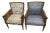 1960s Cane Regency Style Lounge Chairs a Pair For Sale