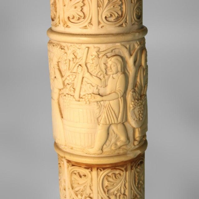 1930s Antique Neoclassical Corinthian Style Genre Scene Sculpture Stand, Resin, C1930 For Sale - Image 5 of 12