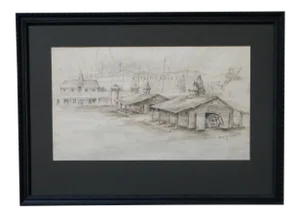 Bess Haddon Canright - Gilmore Racetrack 1910 Pen and Ink Drawing