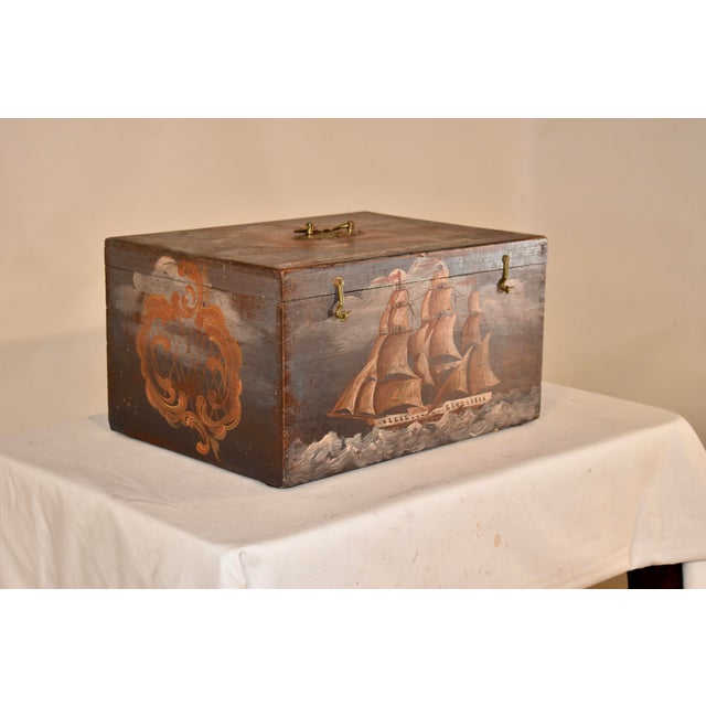 19th century pine box from England with gorgeous hand-painted decoration by Guntram Velke. Guntram Velke is a well known...