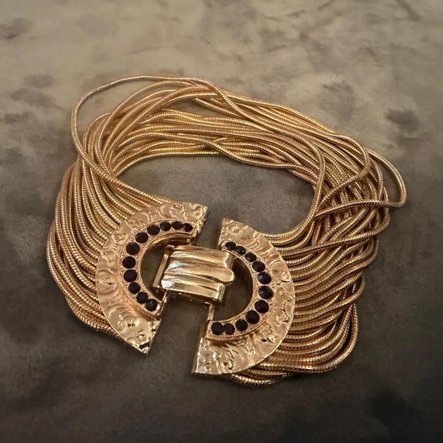 Art Deco 2000s Art Deco Style Women's Costume Jewelry Italian Vintage Bracelet For Sale - Image 3 of 10