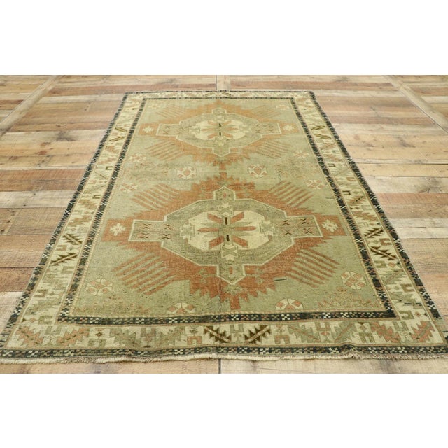 Textile Mid 20th Century Vintage Turkish Oushak Rug 03'11 X 06'02 For Sale - Image 7 of 10