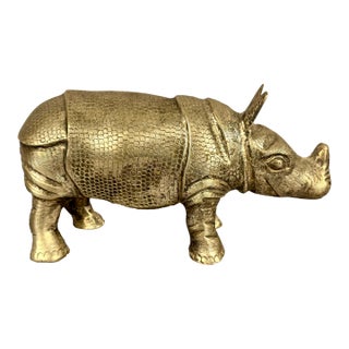 1980s Vintage Bronze Rhino Sculpture For Sale