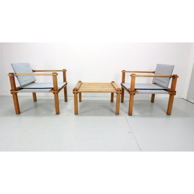 Japandi Safari Armchairs and Table attributed to Gerd Lange, 1965, Set of 3 For Sale - Image 13 of 18