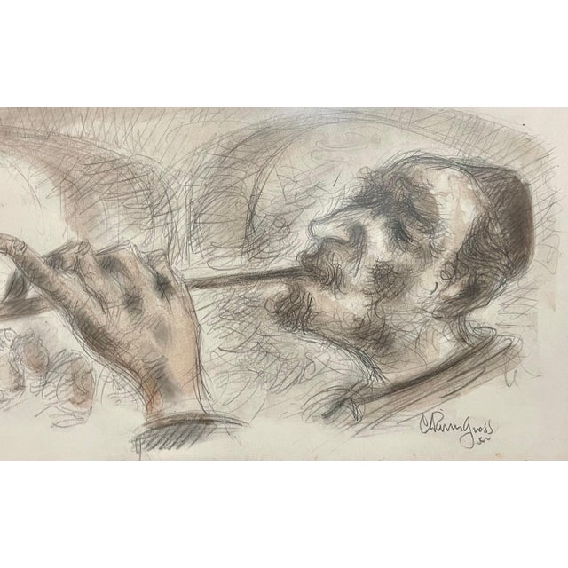 Modern Chaim Gross, Chaim Gross Judaica Jewish Watercolor Painting Rabbi Klezmer Music WPA Artist, c.1960's For Sale - Image 3 of 9