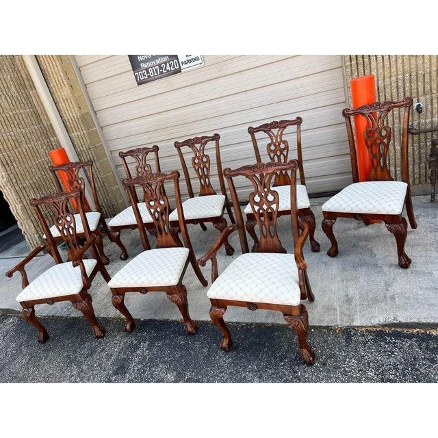 Set Of Eight Chippendale Style Cherry Dining Chairs. vintage.Special Chairs Carved Front and Back. Unmarked but well made...