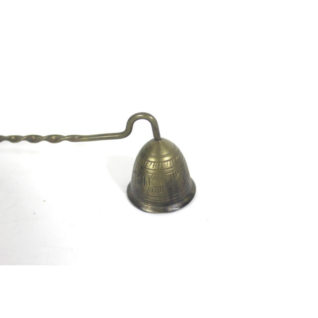 Mid 20th Century Vintage Etched Brass Candle Snuffer, Twisted Handle, Heavy Patina For Sale - Image 5 of 8