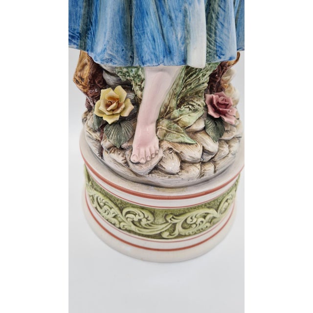 Figure of Woman Picking Flowers in Ceramic by D. Poloniato, 1980s For Sale - Image 11 of 12