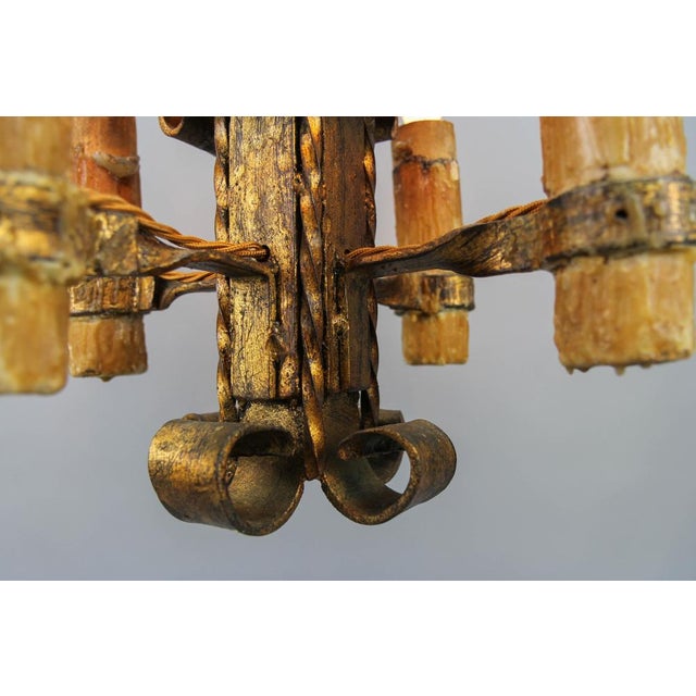 Late 19th Century Medieval Gilt Wrought Iron Chandelier, 1890s For Sale - Image 6 of 18