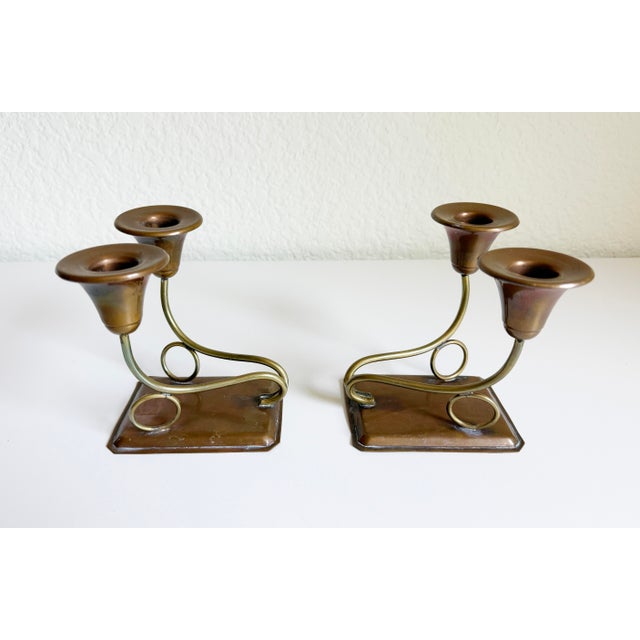1950s 1950s Brass & Copper Candle Holders For Sale - Image 5 of 14
