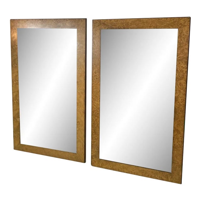 1970s Milo Baughman Burlwood Mirrors - A Pair For Sale