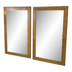 1970s Milo Baughman Burlwood Mirrors - A Pair