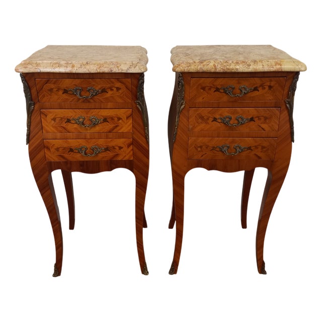 Louis XV Style Bedside Tables, 1950s, Set of 2 For Sale