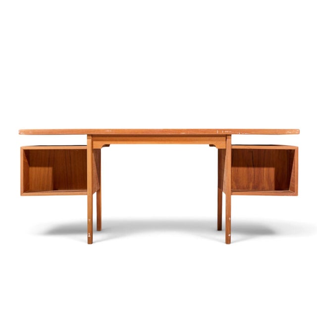 Peter Hvidt Style Mid Century Danish Teak Executive Desk For Sale In Chicago - Image 6 of 8