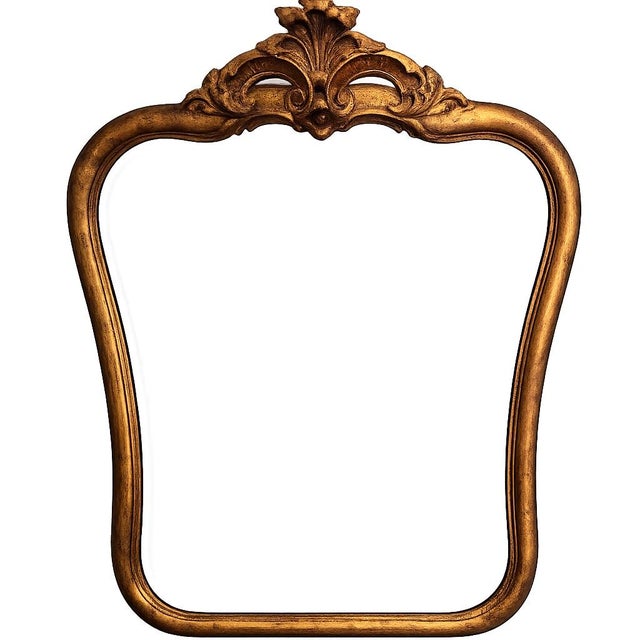 Antique Rococo Giltwood Wall Mirror, 19th Century Hand-Carved Crest, 26” X 37” For Sale In Chicago - Image 6 of 11