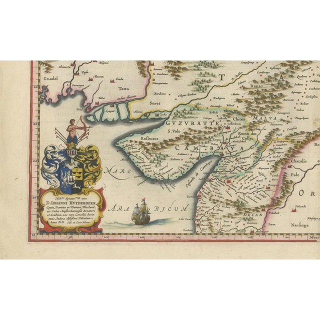 Imperial Mughal India Map from Blaeu, 1642 For Sale - Image 6 of 13