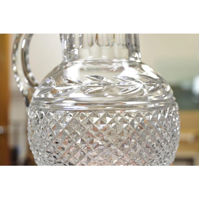 Glass Vintage Victorian Style Leah Pattern Cut Crystal Glass Water Pitcher by Galway For Sale - Image 7 of 11
