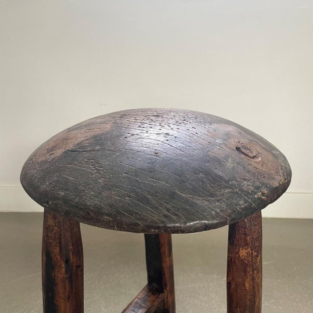 Antique Tripod Wooden Stool, 1920s For Sale - Image 6 of 8