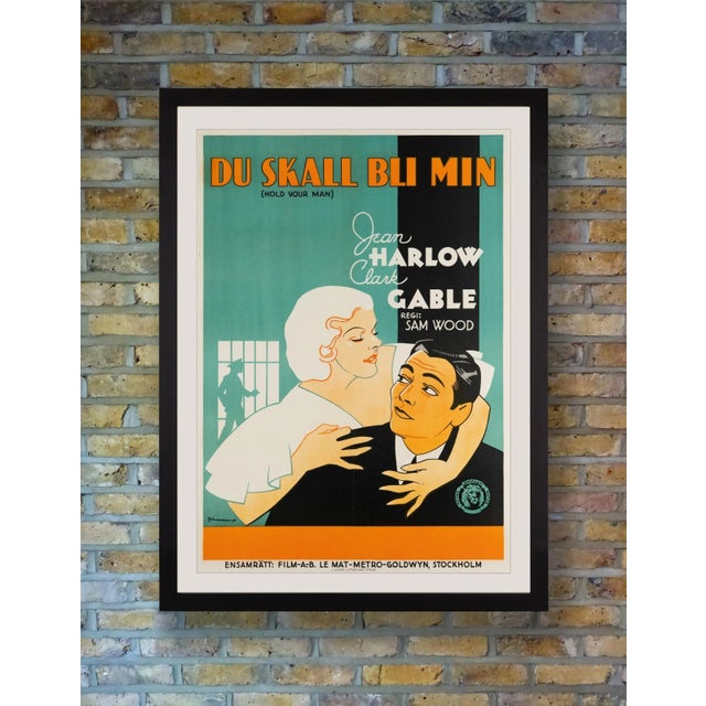 A splendid stone lithograph poster with bold Art Deco artwork by noted Swedish designer Eric Rohman for the Swedish...