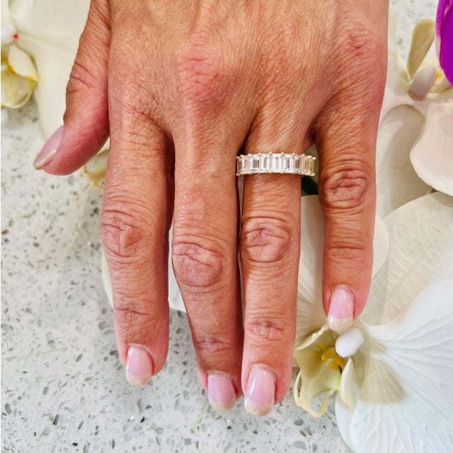 Natural White Sapphire Ring 14k W Gold 4.32 TCW Certified For Sale In New York - Image 6 of 7