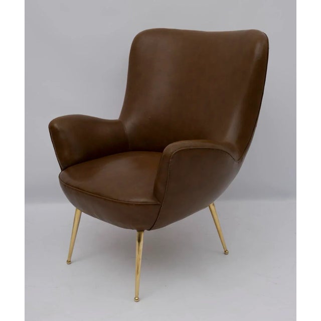 Brown Set of Mid-Century Modern Italian Armchairs, 1950s For Sale - Image 8 of 11