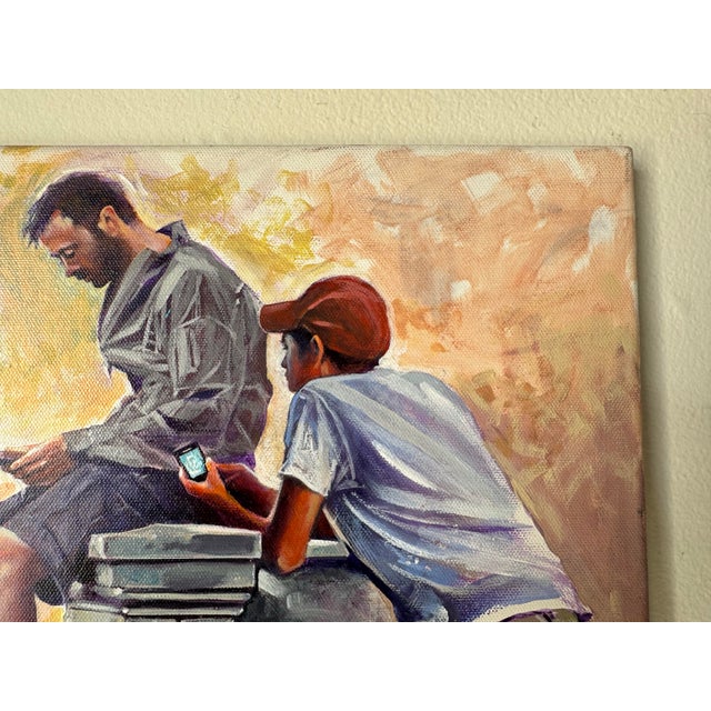 Textile Alfred Phillips " Social " Acrylic on Canvas Painting For Sale - Image 7 of 9