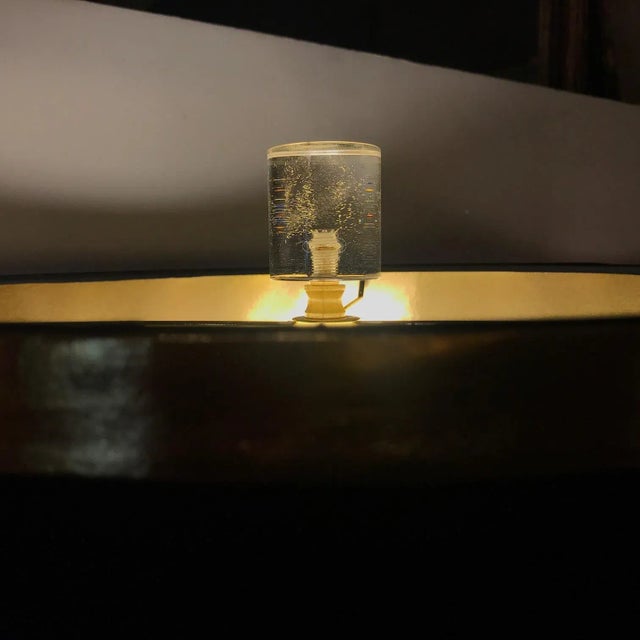 Off-white Glazed Ceramic Mid Century Gold Diamond Lamps - A Pair For Sale - Image 8 of 9